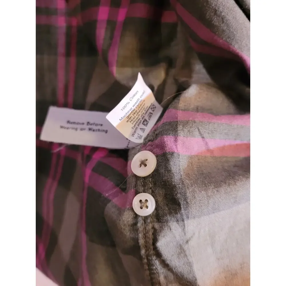 J Crew Slim Fit Olive Green Pink Plaid Button Down Shirt Preppy Heritage XS